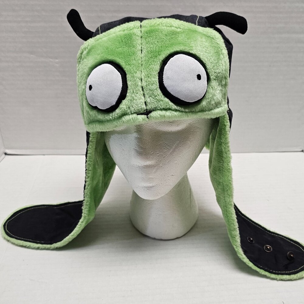 2010 Viacom Invader Zim Gir Nickelodeon Fleece Plush Over the Ears Green Hat
